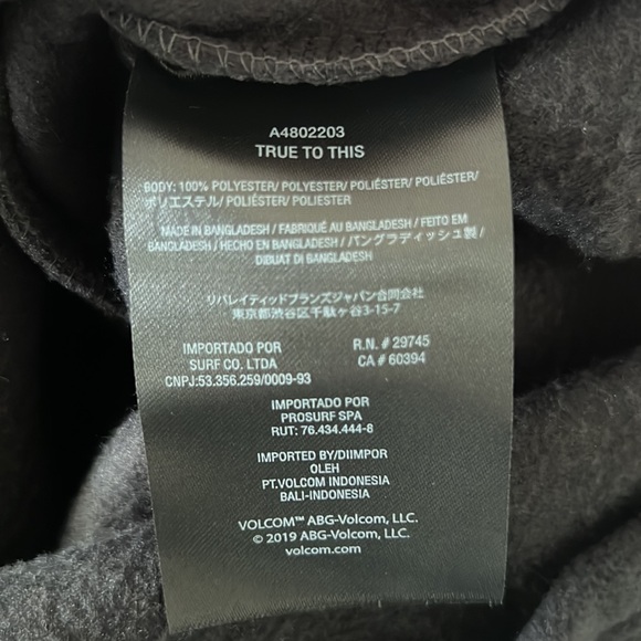 Volcom OAKHURST ZIP FLEECE JACKET - BLACK, NWT, Size S - Picture 11 of 11